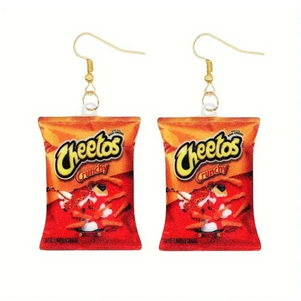 Cheetos Crunchy Earrings - Fun Red and Orange Jewelry (New)